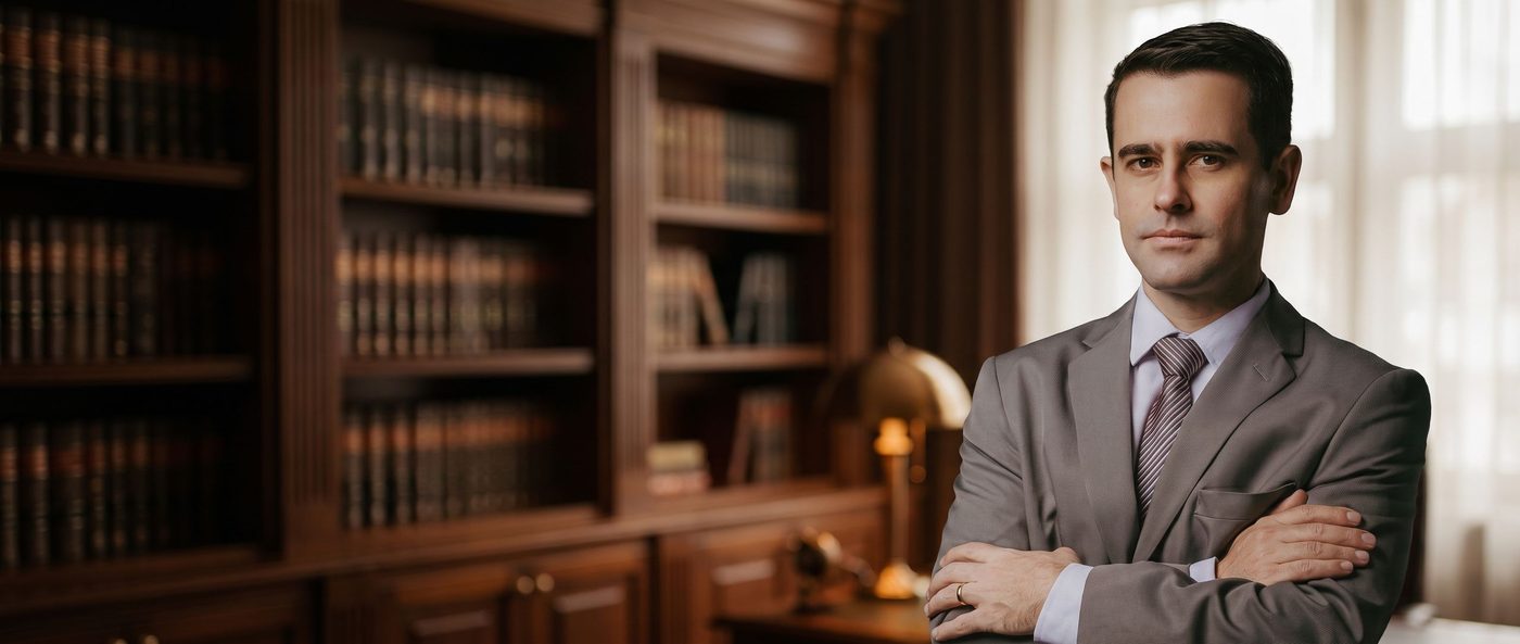 Dr. Dario Miranda Almeida, advogado (OAB/PR 105.753) em regularização de imóveis e sucessões, em seu escritório em Candói/PR
